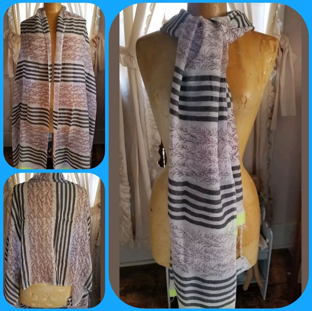 Lemlem Woven Natural Cotton Ethopian Scarf Hippie Striped sustainable organic